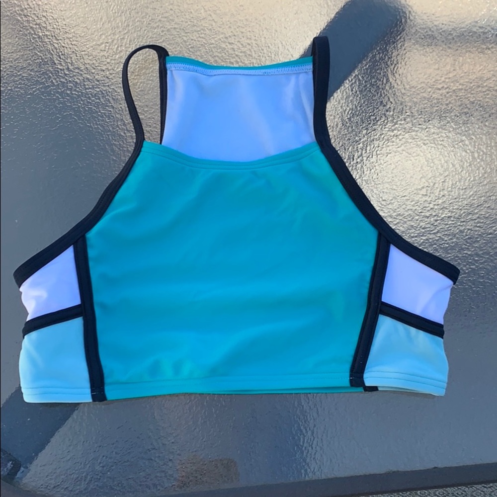 Abercrombie Kids neon teal bikini top